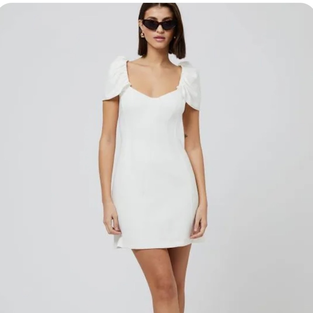 French Connection White Ruched Sheath Mini Dress